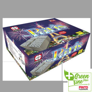 Paris Verbundfeuerwerk,NEM 2000g, KAT F2, Kal. 37mm, 140 Schuss, ca. 120 Sek., 485x365x195mm