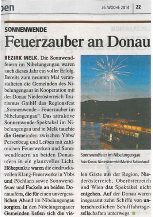 Wir bedanken uns bei den Gemeinden und Vereinen der Sonnenwende Wachau und Nibelungengau für die tolle Zusammenarbeit 2014